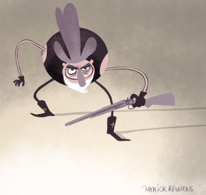 cowboy, character design, evil, gun