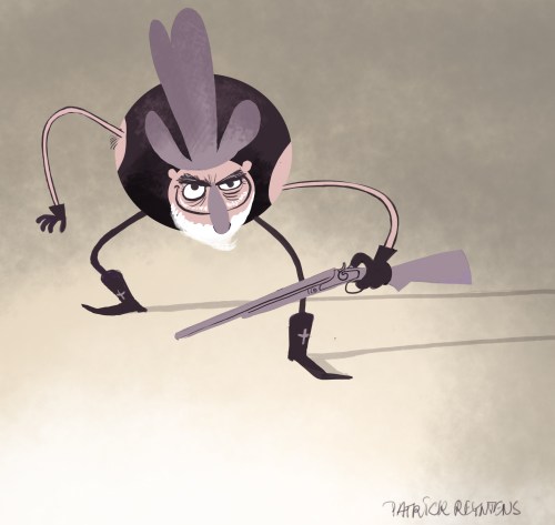 cowboy, character design, evil, gun